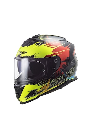 LS2 Storm Drop Kask Kırmızı Sarı Siyah