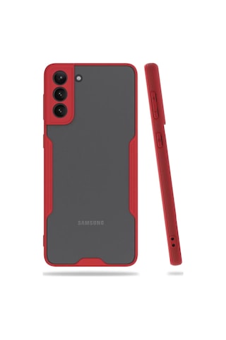 Samsung Uyumlu Galaxy S21 Plus Kılıf Platin Silikon - Kırmızı Diğer
