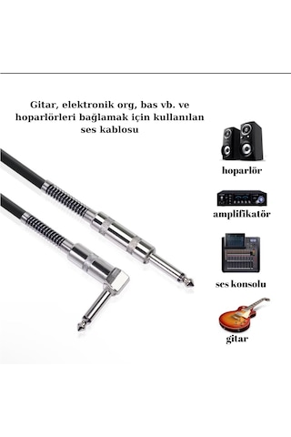 Gitar Jack Kablosu 16ft - 5m - Düz / L Elektro Akustik Bas Bağlama