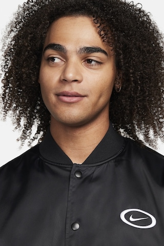 Nike Dna Crew Woven Loose Fit Basketball Jacket Erkek Bol Kesim Cıt Cıt Kapamalı Spor Ceket Siyah Siyah