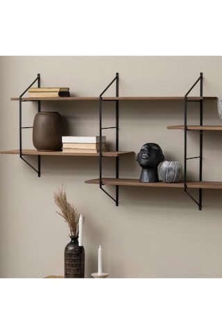 Belfast Metal Ahşap Duvar Rafı Açık Ahşap