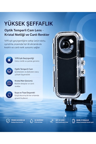 Insta360 X5 Aksiyon Kamerası İçin 45m Su Geçirmez Kılıf, Koruyucu Sualtı Dalış Kılıfı Muhafaza Koruyucu Beyaz