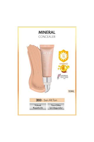 Note Cosmetique Mineral Concealer Spf 15 Yoğun Kapatıcı Metal Başlıklı Göz Altı Kapatıcısı - 203 Orta Koyu