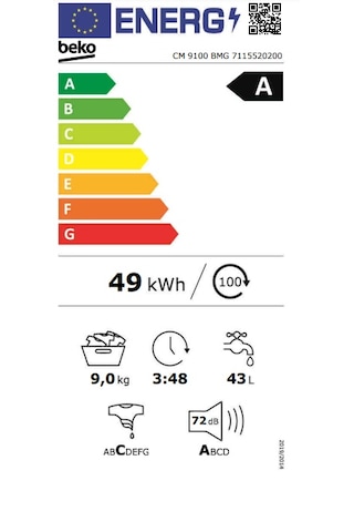 Beko CM 9100 BMG 1000 Devir 9 KG Çamaşır Makinesi