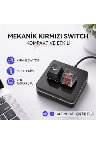 2 Tuşlu Mini Mekanik Makro Klavye Programlanabilir Kopyala Yapıştır Kısayol Klavyesi Type-c Kablolu Oyun Tasarım Ofis