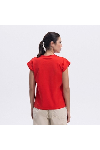 Ellesse Ef450-rd Bisiklet Yaka Yarım Kollu Kadın T-shirt - Kırmızı