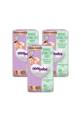 Canbebe Bebek Bezi Mega Paket Junior 5 Beden 11-18kg 80 Li X 3 PKT 3'lü Canbebe Bebek Bezi Mega Paket Junior 5 Beden 11-18kg 80 Li X 3 PKT 3'lü