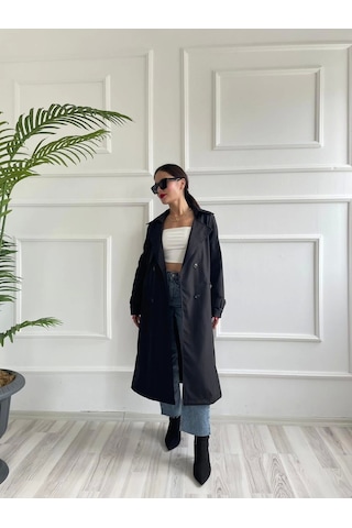 Keymoda Kadın Trençkot Siyah Siyah