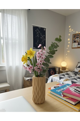 Elana Design Winy Vazo - Modern Tasarımlı Şık Çiçek Vazosu Bej