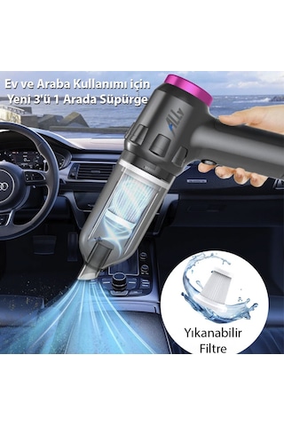 Turbo Emiş 14000 Pa Güçlü Vakum Araç Süpürgesi Portatif Ev Araba Kullanımı İçin Süpürge
