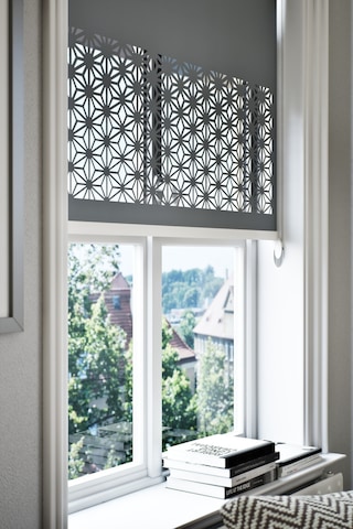 Lazer Kesim Mat Stor Perde, Lazer Kesimli Klasik Serisi, C-181004 Antrasit Renk Siyah