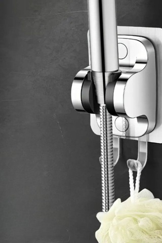 Duş Başlık Tutucu Yapışkanlı Duş Başlığı Tutucu Ayarlanabilir Duş Başlığı Tutucu Delme Gerektirmez Gri - Gümüş
