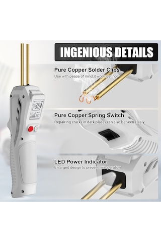 Ximistore9 Kablosuz Lcd Ekranlı Plastik Kaynak Makinesi - Dahili Li-po Pil, Hızlı Isınma, Çok Fonksiyonlu Tamir Aleti Beyaz