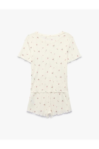 Koton Pamuklu Çiçek Desenli Rahat Kesim Şortlu Pijama Takımı Pembe Desenli 6slk40207mk