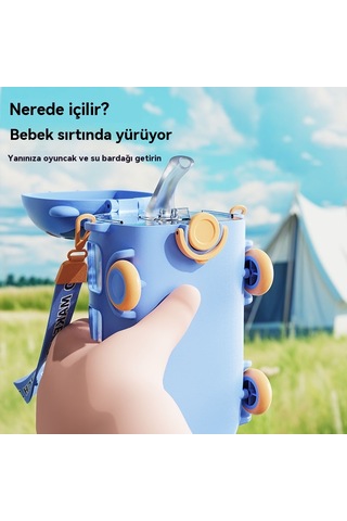 Jian Fan Sırrama Kapağı Su Bardağı Araba Hasır Bardak Çocuk Plastik Bardak - Mor Mor