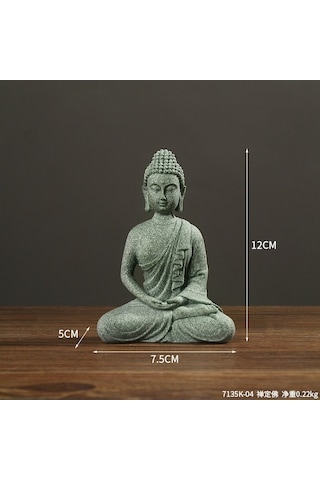 Xianwen Mufunye Yeşil Kumtaşı Zen Buda Heykeli - Dekoratif Çay