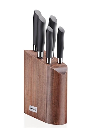 Korkmaz Nero 6 Parça Bıçak Seti Ahşap Standlı