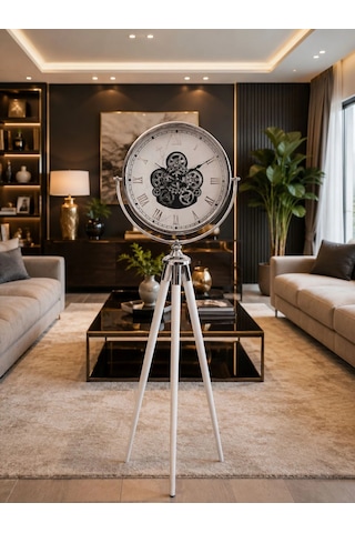 Tripod Ayaklı Dekoratif Saat Gümüş Tripod Ayaklı Dekoratif Saat Gümüş