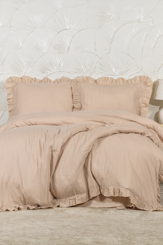 Elart Romantic Nevresim Takımı Çift Kişilik Lastikli Çarşaf 200x220 Cm Bej Bej