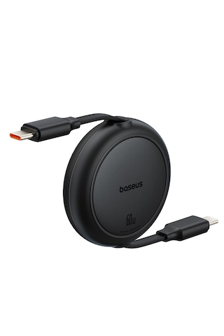 Baseus Free2pull Mini Makaralı Usb-c To Usb-c 100w Hızlı Şarj Ve Data Kablosu, Siyah 100 Cm