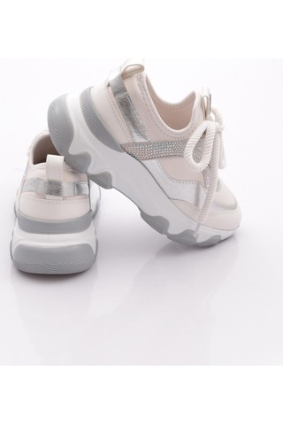 Dgn B2011 Kadin Kalin Taban Sneakers Beyaz Gümüş
