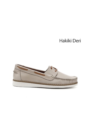 Gönderi(R) Gönderi R Bej Bağcıklı Hakiki Deri Comfort Ayakkabı Bej