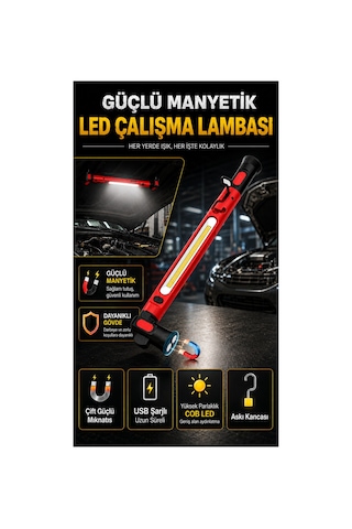 Kamp Lambası 5000 Lümen Şarjlı Manyetik Led Çalışma Lambası Kaput Altı Kablosuz Tamirci Lambası Kancalı Usb Çıkışlı Kırmızı Kamp Lambası 5000 Lümen Şarjlı Manyetik Led Çalışma Lambası Kaput Altı Kablosuz Tamirci Lambası Kancalı Usb Çıkışlı Kırmızı