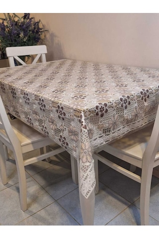 Ithal Pvc Muşamba - Desenli Silinebilir Masa Örtüsü 07iz02 Kahverengi