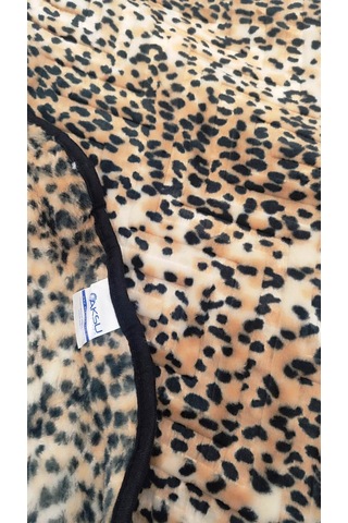 Aksu Safari Çift Kişilik Embos Vizon Battaniye 200x240 Leopar Bej Bej