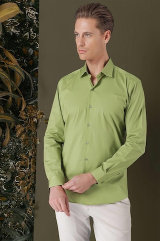 Efor Gk 709 Slim Fit Açık Yeşil Klasik Gömlek Yeşil