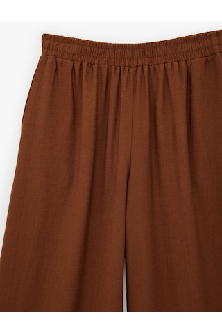 Koton Viskon Karışımlı Beli Lastikli Loose Fit Geniş Paça Palazzo Pantolon Bakır 6sak40217uw Bakır