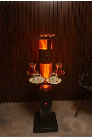 Füze Tipi Pelet Sobası Cam Soba Roket Soba Bahçe Cam Balkon Kış Bahçesi Cafe Kamp Tipi Tepsili Küçük