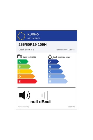 Kumho 255/60 R19 109H Hp71 Yaz Lastiği 2026