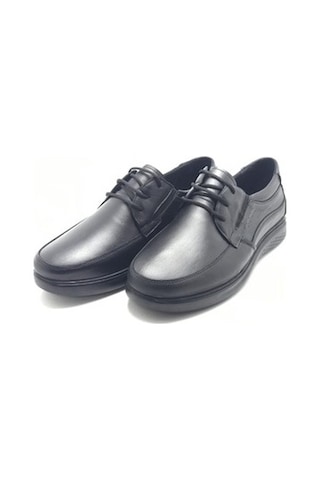 Hakiki Deri Erkek Mevsimlik Baba Ayakkabısı-Siyah Deri