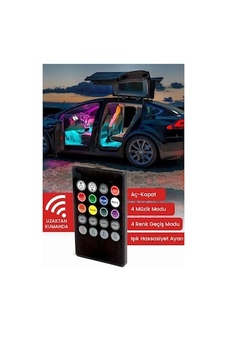 Araç Içi Aydınlatma Sorelis Kumandalı Müziğe Duyarlı 12 Led Ayak Altı Led - 7 Renk Rgb Pro