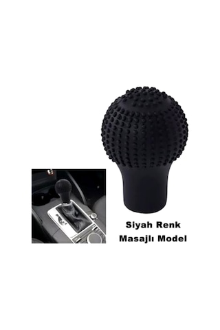 Silikonlu Masajlı Vites Topuzu Kılıfı Siyah Yuvarlak Br6219601