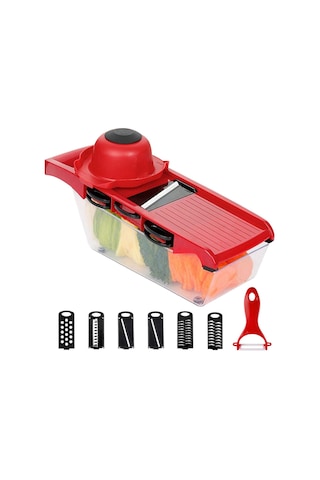 6'sı 1 Arada Mandolin Dilimleyici, Çok İşlevli Meyve Ve Sebze Kesici, Gıda Kabı Ve Soyucu İle Değiştirilebilir Paslanmaz Çelik Bıçaklar Diğer