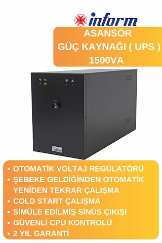 İnform Asansör Güç Kaynağı Lift 1500va Asansör Ups