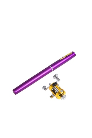 Lemestar Alüminyum Fiberglas Mini Olta Kamışı Ve Makaralı Set - Mor, 99cm Uzunluk, 2.1:1 Diş Oranı, Uçak/demirbaş/buz Olta İçin