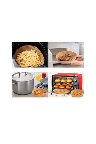 Airfryer Pişirme Kağıdı 50 Adet Hava Fritözü Yuvarlak Model Pişirme Kağıdı Airfryer Yağsız Fritöz