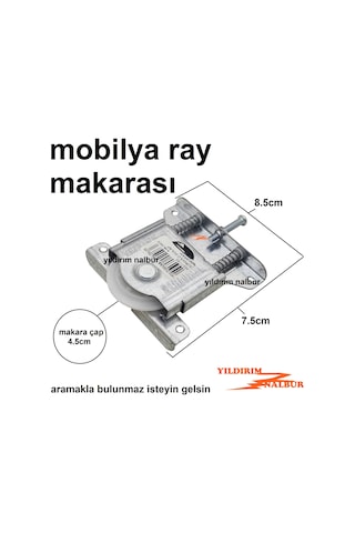 2 Adet Mobilya Ray Makarası Tekerlek Sürgülü Gardolap Ray Tekerle