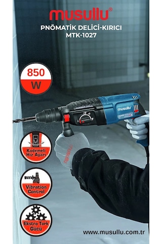 Musullu MTK-1027 850W 3 Fonksiyonlu Kırıcı Delici Matkap
