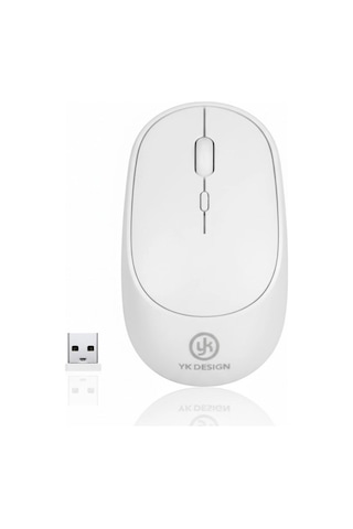 Durukar Beyaz Renkli Ergonomik Sessiz Kablosuz Mouse Usb Alıcılı, Ofis Ve Oyun İçin Konforlu Bilg