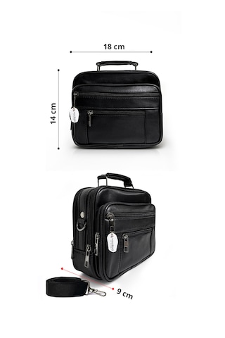 Westbag Erkek Siyah Yatay Model Çelik Kasalı Hakiki Deri El Ve Omuz Çantası Küçük Boy