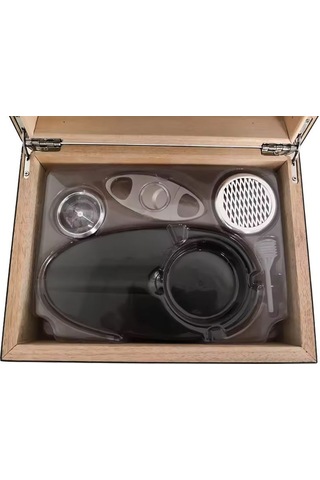 Falconetti Mat Siyah Humidor Puro Kutusu Küllük Makas Seti Rd26