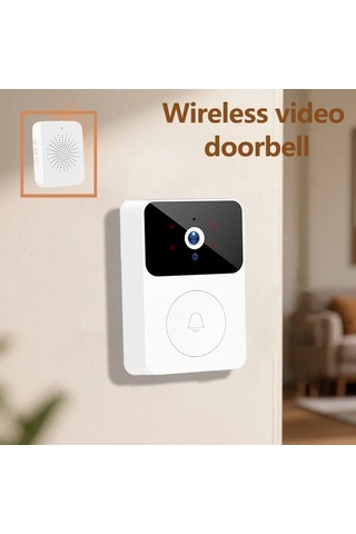 Honeybeeshop Beyaz Kablosuz Akıllı Kapı Zili Hareket Uyarıları Gece Görüşü Sesli İnterkom Şarj Edilebilir Siyah Tasarım