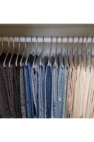 Dancemonkey Cbtx 10 Adet 35 Cm Kaymaz Pantolon Askısı, Z Şekilli Depolama Rafı - Gri Gri