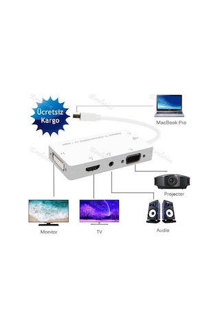 Mini Displayport To Hdmi Dvi Vga 4474P Adaptor Çevirici Kablosu