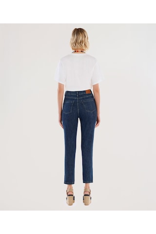 Yargıcı Paça Yırtmaç Detaylı Normal Bel Dar Boru Paça Denim Pantolon 25ykpn3023x 515 Mavi
