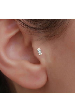 14 Ayar Altın Baget Tragus Piercing Sarı